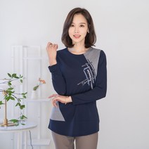 엄마옷 마담4060 라인영문프린팅티셔츠-RTE302044-