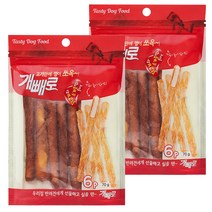 개빼로 콜라보 강아지 껌 6p 70g, 닭고기 + 가죽껌, 2개