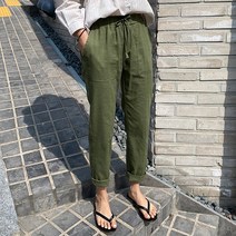 바잉몰 여성 담백한 포켓 린넨 밴딩팬츠 빅사이즈 슬랙스