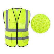 Viz 조끼 가시성 반사 안전 12 색 밝은 색상 교통 건설 작업 ANSI 클래스 2 표준, 01 Fluorescent yellow_01 L