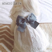 모모도퀸 블루리본 레이스 강아지옷(기모버전있음), 여름레이스