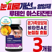 대용량 온가족 눈 건강 영양제 루테인 아스타잔틴 식 약 처 눈 피로 건조 침침 흐릿한 에좋은 건강 식품 헤마토코쿠스 파이토케미컬 슈퍼 루태인 뉴테인 누테인 청소년 노인 홈쇼핑 추천, 1통(3개월)