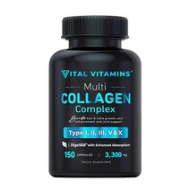 Vital Vitamins Multi Collagen Complex 3300mg 150 Capsules 바이탈 비타민 멀티 콜라겐 컴플렉스 3300mg 캡슐 150정