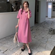 오버사이즈 여름 원피스 여성 반팔원피스 캐주얼 데일리복 순색 후드원피스 홈웨어
