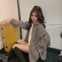 여성정장자켓 여성용 오버 사이즈 셔츠 코트 봄 가을 다목적 BF 유휴 스타일 중간 길이 패션