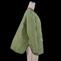 퀄팅 여자가죽자켓 여성 숏자켓 봄자켓 GACVGA-면 패디드 긴 소매 루즈핏 코트 및 재킷 여성용 그린 스트리트웨어 가을 겨울 패션 의류
