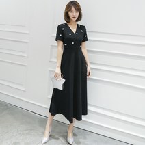 뚱뚱한 자매를 위한 플러스 사이즈 여성 여름 드레스 새로운 한국식 반짝 이는 버튼 기질 여성 스타일 드레스 도매 699 R48777