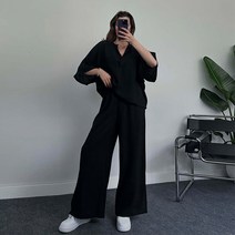 루즈핏 박스티셔츠 트레이닝복세트 투피스 코디셋업 빅사이즈 여자 2XL 모던 시크룩