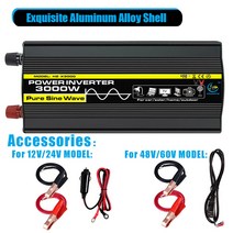 3000W 자동차 전원 인버터 수정 사인파 LED 디스플레이 DC 12V/24V/48V/60V AC 220V 태양광 변압기 변환, [01] DC12VAC220V, 01 DC12V-AC220V