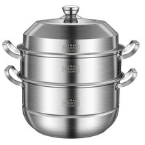 스테인레스 대형 만두 찌는 냄비 인덕션 겸용 찜기, 업그레이드 304 찜판 - 32cm 4단