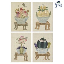 기명소과도 4폭 민화 도안 본그림 민화그리기 본 공모전 취미 원데이클래스 수업자료 컬러링 민화본, 기명소과도1, 일반용지(얇은 백상지), A1