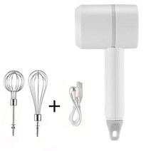 식빵반죽기 발효 제빵기 usb 2 in 1 전기 우유 거품기 마늘 초퍼 매셔 털기 계란 비터 3단 믹서 주방 핸드 헬드 자동 거품기, 흰색 1