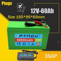 딥사이클 자동차 배터리 12v 60ah 18650 리튬 팩 3s6p 분무기 전기 + 용