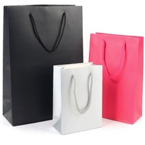 심플 칼라 무지 종이 선물 가방 봉투 손잡이 소 블랙