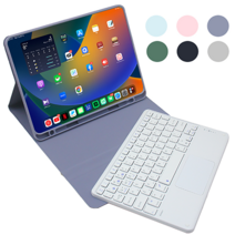센드박스 아이패드 키보드 케이스 터치패드 트랙패드, 10세대 10.9인치, 라이트블루, 터치패드 화이트