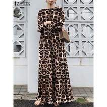 우아한 빈티지 레오파드 프린트 Vestidos 가을 긴 소매 패션 드레스 여성용 오버사이즈 파티 맥시