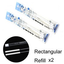 전시 일러스트 시각디자인 TOMBOW MONO Zero 지우개 기계식 세심한 하이라이트 리필 펜 모양 고무 프레스, 02 2 rectangle refill