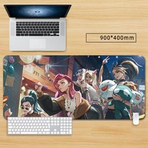 마우스 장패드 롤 리그 오브 레전드 KDA아리 큐티 캐릭터 게임 대형 마우스패드 게이밍 패드 피시 게임 굿즈, 색상-05, 80*30cm