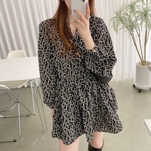 WPUY 봄 빈티지 플라워 브이넥 디자인 주름잡기 허리 퍼프 소매 작은 키 프릴 원피스