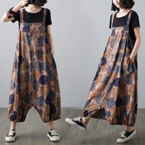 여성 멜빵 캐주얼 점프수트 와이드 레그 레트로 jp46