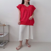 남자 무지 오버핏 브이넥 뒤트임 린넨 스카시 베스트 조끼 4컬러