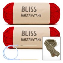 [니뜨] 블리스 뜨개실(50g)x2볼+줄바늘6.0mm, 317_레드