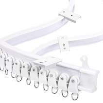 갤러리 창 환기 플라스틱 금속 합금 막대 베이 윈도우 곡선 레일 커튼 트랙 폴, 500cm, 02 Sidewall Mount