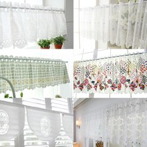 들꽃 야생화 레이스 감성 쉬폰 린넨 차르르 바란스커튼 주방가리개 오더메이드 / 100cm