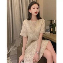 2022년 여름 프렌치 나카메랄드 여성복 디자인 감미롭고 친숙한 자카드 살코기 원피스