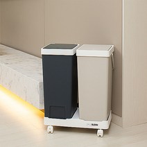 분리수거함 2P 재활용분리수거함 원터치휴지통 이동식, 네이비/베이지