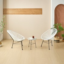 아카풀코 2인 3인 세트 테이블 의자 야외 라탄, 뉴코드체어 3인세트 - 화이트