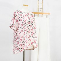 시원한 루즈핏 여성 반팔 블라우스 캐주얼 티셔츠 핑크 수입의류 휴양지룩