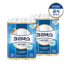 크리넥스 3겹 울트라클린 27m 30롤 화장지, 2개