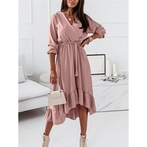 키큰임부복 태교여행원피스 키작녀 오피스 임부복 조리원복 캐주얼 v 넥 긴 소매 임신 드레스 여성용 우아