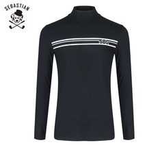 [세바스찬골프] 폴리스판 상단라인 남성 목폴라 긴팔티셔츠/골프웨어_101193, 100, SD9TSJ531 블랙