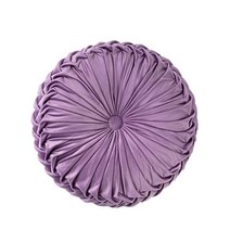 Lvi Round Velvet Seat Cushion Pleated Pumpkin Floor Throw Pillow 15”x15” Soft Decorative for Bed Sof, Light Purple