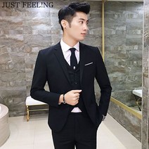 JUST FEEL!NG 빅사이즈 남자 면접 정장 약혼식 슬림핏 멋있는 셋업 수트 예복 신랑예복 5종세트