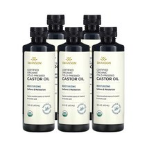 스완슨 유기농 인증 냉압착 캐스터오일 473ml(16fl oz), 5팩, 473ml