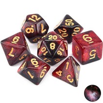보드 게임 주사위 성운 반짝이 다면체 7 조각 주사위 세트 d4 d6 d8 d10 d d12 d20 rpg dnd 탁상용 게임, h