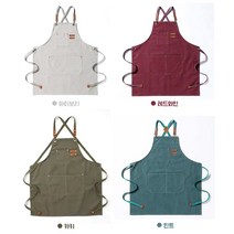 컬러별 아이보리 레드 민트 네이비 캔버스 방수 작업앞치마 미대생 도예 앞치마, 레드와인