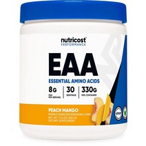Nutricost EAA 파우더 30회 분량 (피치 망고) - 필수 아미노산 - GMO 프리 글루텐 프리 채식주의자 친화적