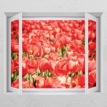 아트박스/꾸밈 ih341-튤립의 온화한 인사_창문그림액자_뮤럴시트지, F타입-러블리베이지