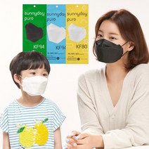 써니데이 퓨로 KF94 KF80 블랙 화이트 100매 대형 소형 귀안아픈 귀편한 비말 어린이 국산, 퓨로 100매 화이트, KF94 소형