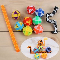 신제품 접이식 매직 스네이크 눈금자 퍼즐 스트레스 방지 큐브 어린이용 교육 장난감 생일 파티 선물 가방 학교 보상, [04] 20pcs Color random