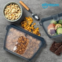 실리만 [실리만] 실리콘 푸드 주머니 소분 파우치 지퍼팩 700ml, 얼반블랙