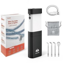 Caredite 치아용 전문가용 워터 플로서 휴대용 140ML 여행용 사이즈 컨테이너 치아 클리너 픽 3가지 세척 모드 IPX7 방수 핑크 USA 미국, Black