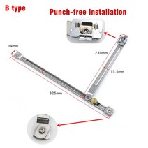 새로운 업그레이드 펀치없는 안전 잠금 Windows Restrictor Windproof Brace Stopper 보안 새시 잠금 창 지원 오프너, b타입 프리펀치