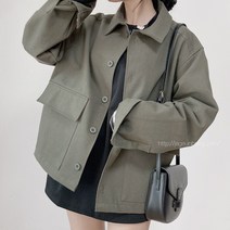 작은방 SLG 베이직 카라 버튼 아웃포켓 빅사이즈 오버핏 자켓 3컬러