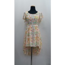 S1465/2컬러/여리한잔꽃 언발스커트 쉬폰반팔원피스
