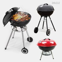 조엘리 캠핑용 애플 바베큐그릴 숯불 직화 훈제 BBQ 바베큐 구이 화로대, 44사이즈(블랙), 1개